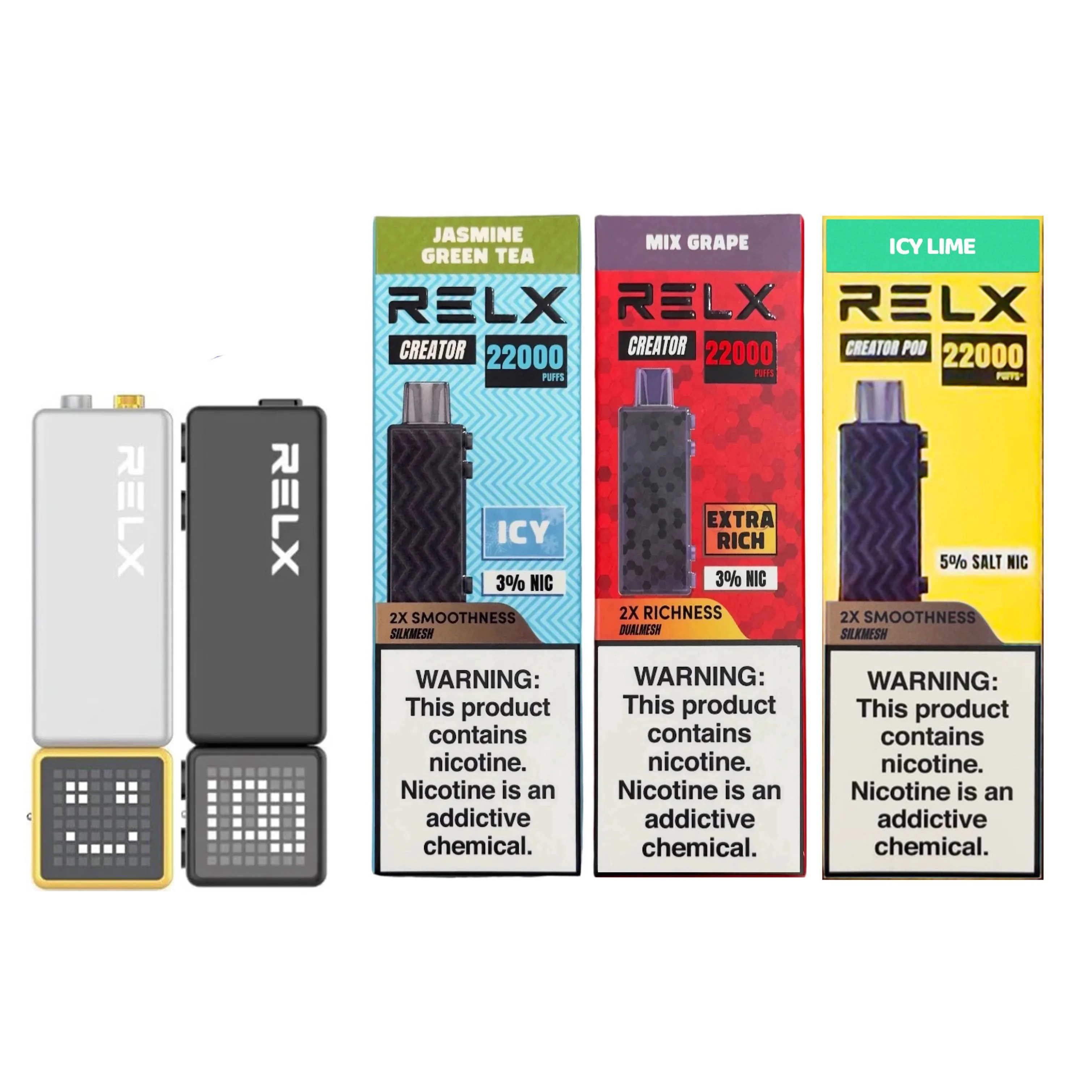 RELX Creator 22000口｜悅刻積木煙彈 | 大容量一次性電子煙・可調功率氣流・智能顯示